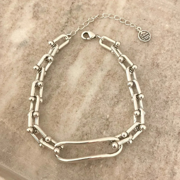 925 Sterling Silver Chunky U Link Bracelet Silver Large Chain Link bracelet - Picture 2 of 4